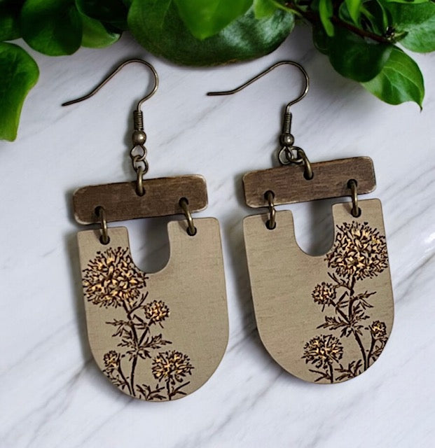 Wildflower Wood Dangle Earrings