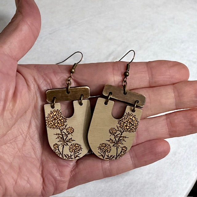 Wildflower Wood Dangle Earrings