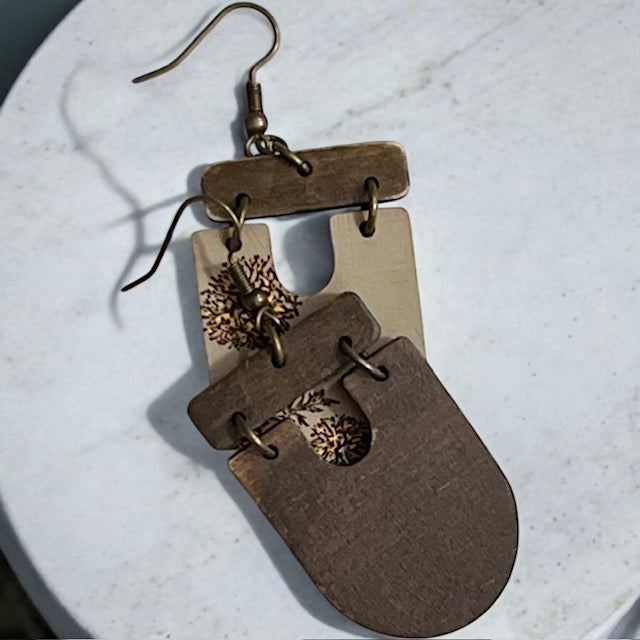 Wildflower Wood Dangle Earrings