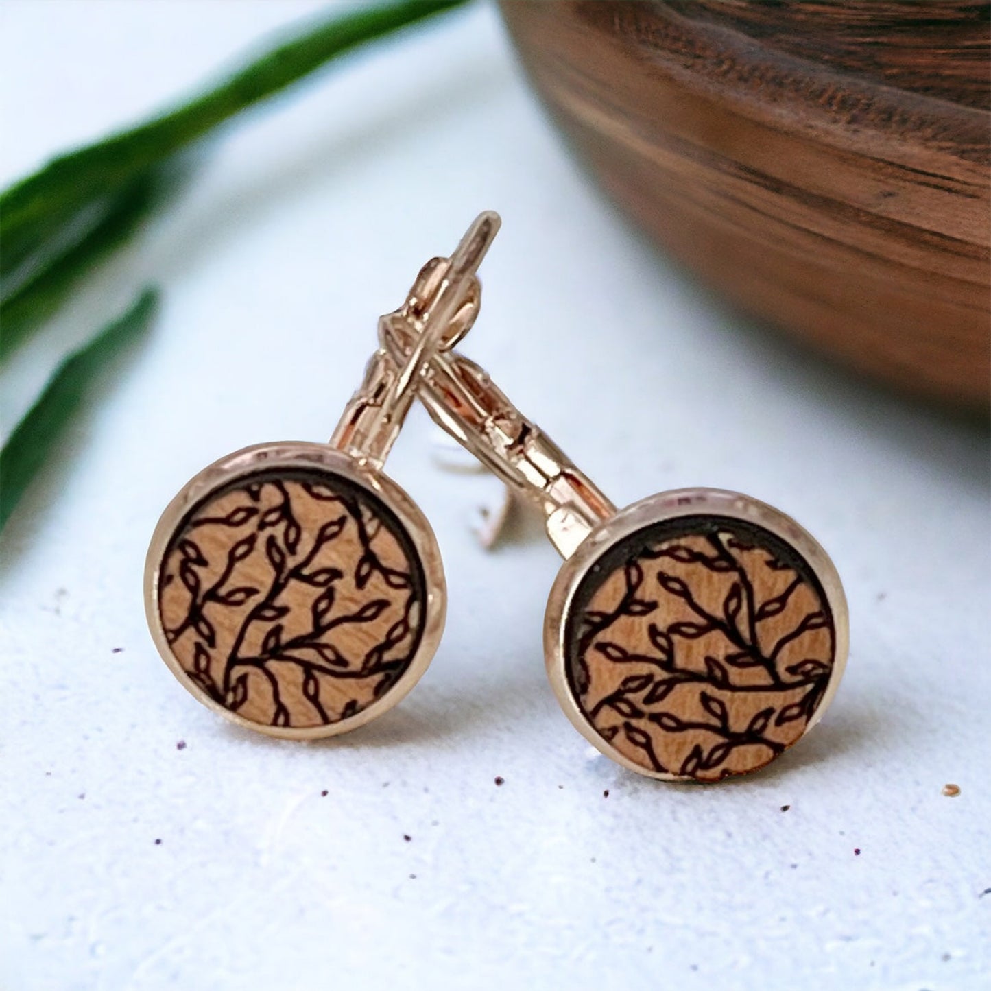 Remain In The Vine Rose Gold Lever Back Earrings