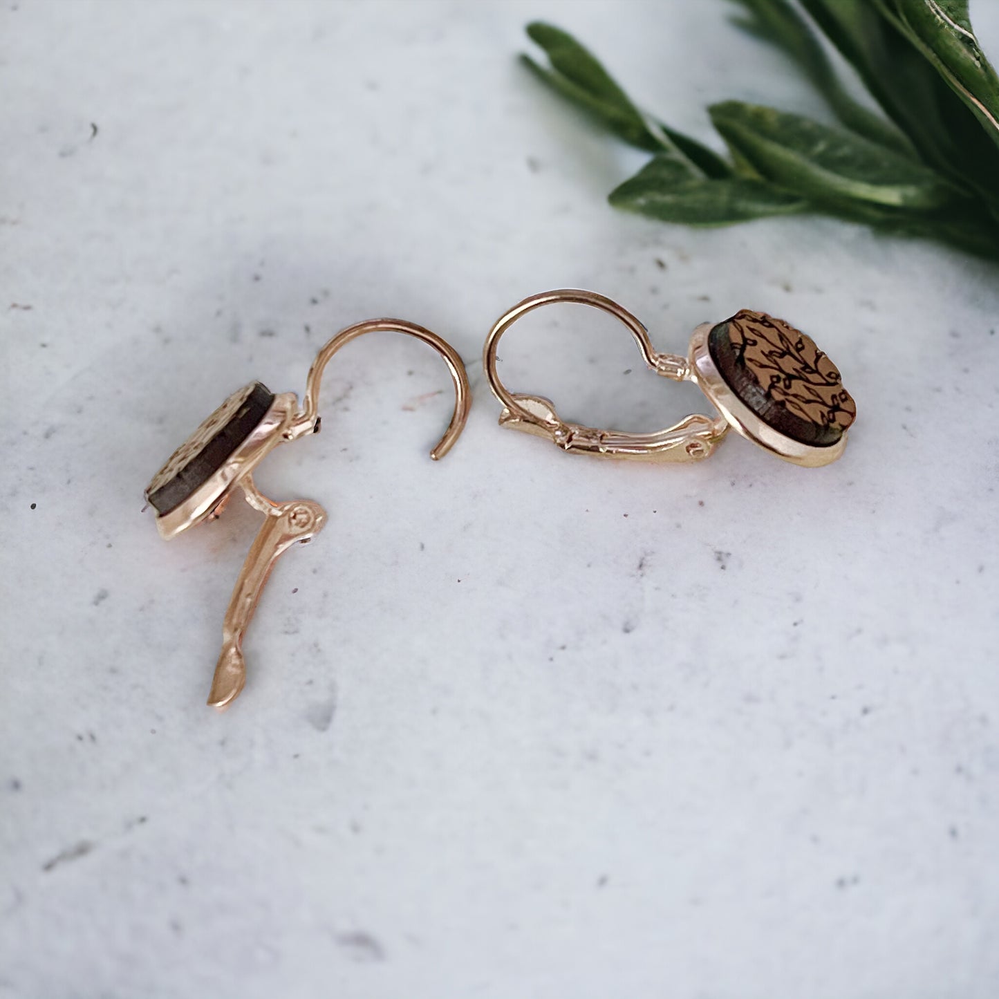 Remain In The Vine Rose Gold Lever Back Earrings