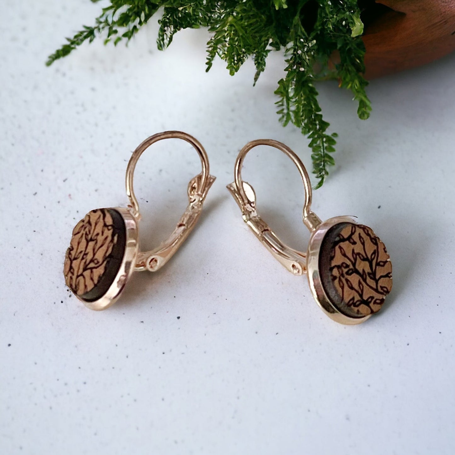 Remain In The Vine Rose Gold Lever Back Earrings