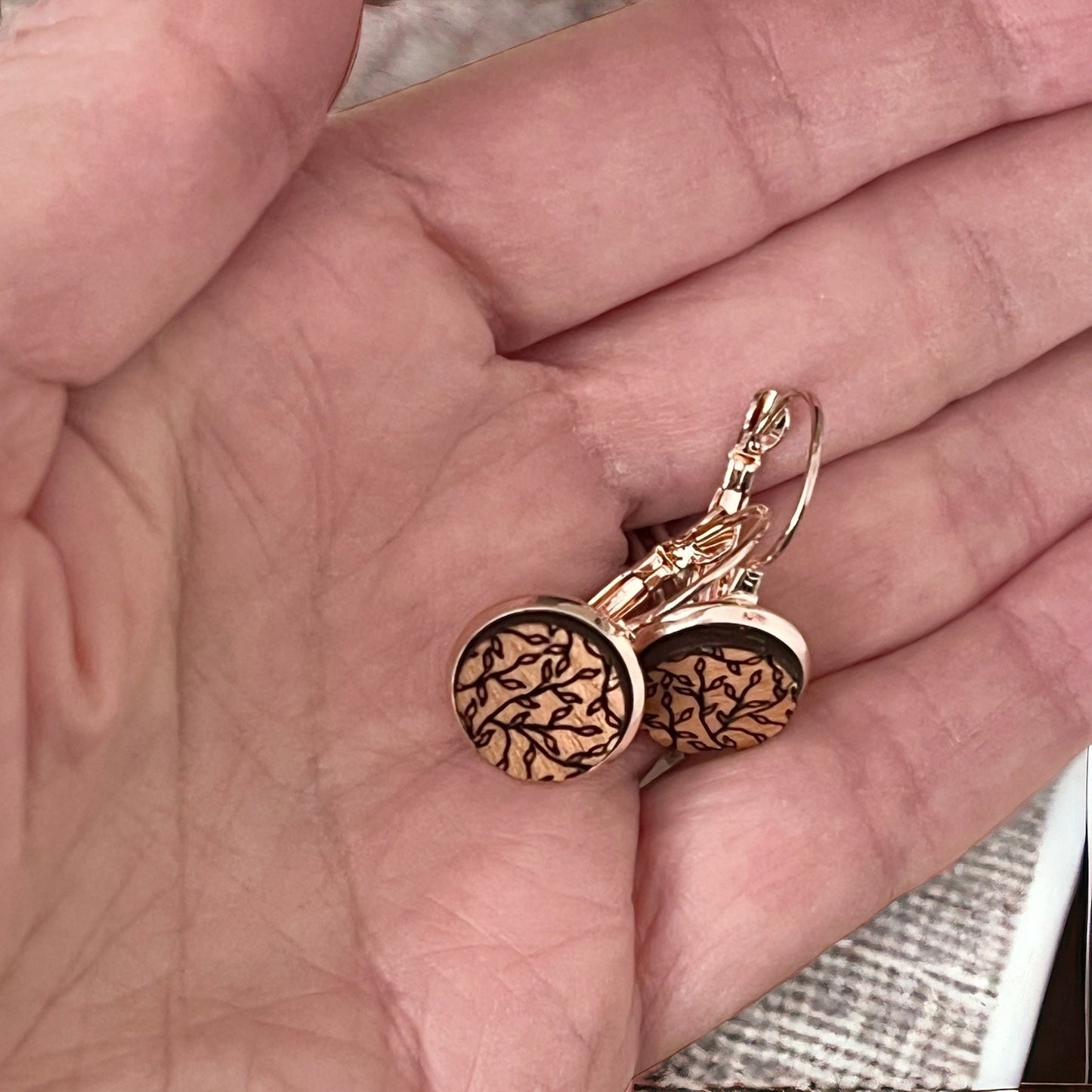 Remain In The Vine Rose Gold Lever Back Earrings