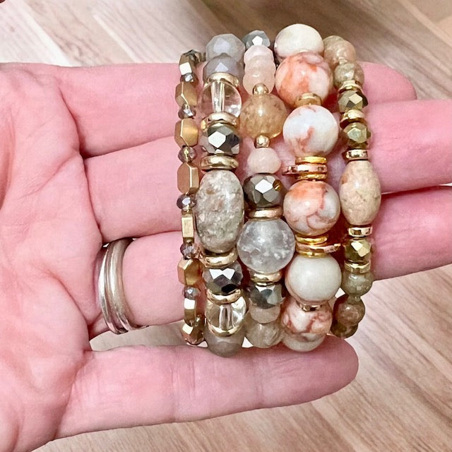 Gray and Blush Wrap Bracelet OOAK