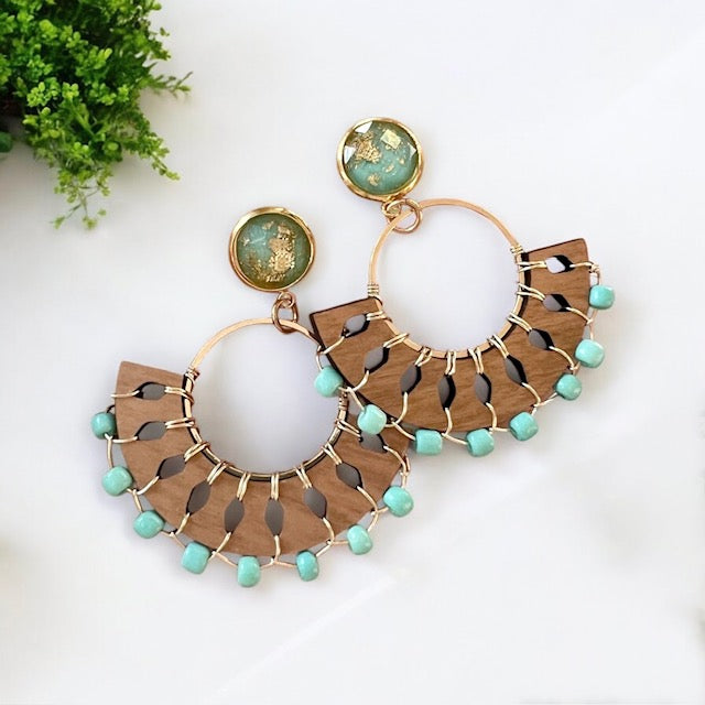 Turquoise Wire Wrapped Post Dangles