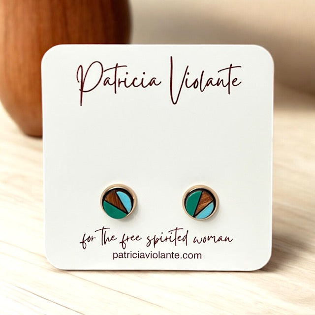 Wood Geometric Mini Studs