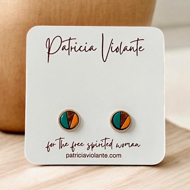 Wood Geometric Mini Studs