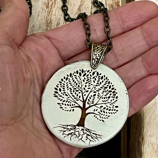 Tree of Life Wood Pendant Necklace