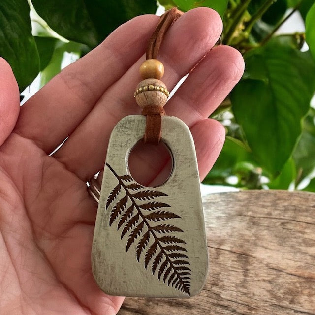 Fern Wood Pendant Necklace