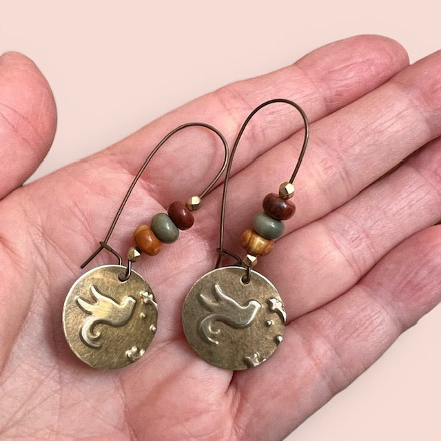 Rustic Bird Boho Earrings