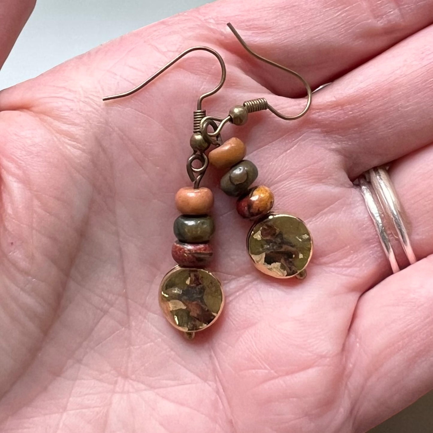 Picasso Jasper Drops with Hammered Gold Coin