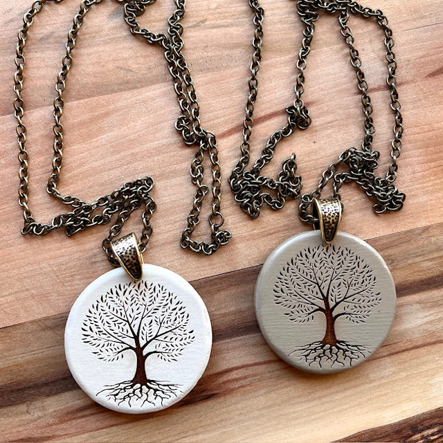 Tree of Life Wood Pendant Necklace