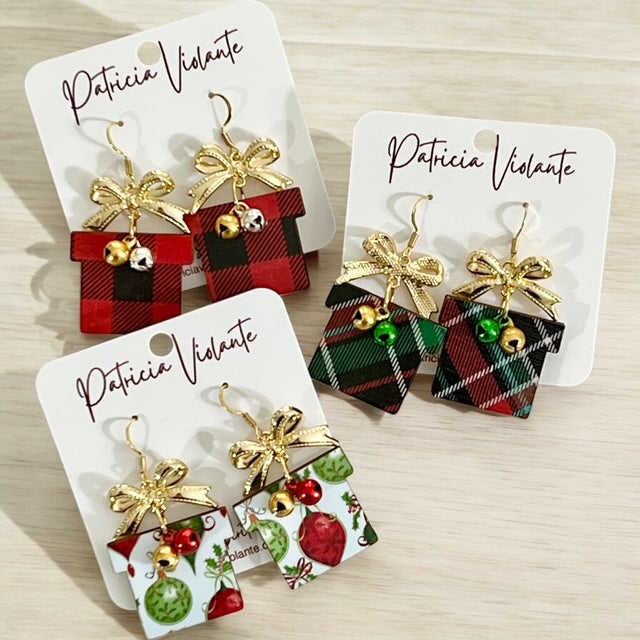 Christmas Gift Earrings - Boxes, Bows and Bells