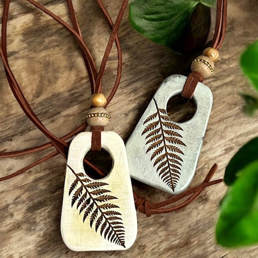 Fern Wood Pendant Necklace