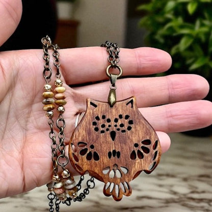 Woodland Owl Agate Stone Necklace