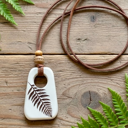 Fern Wood Pendant Necklace