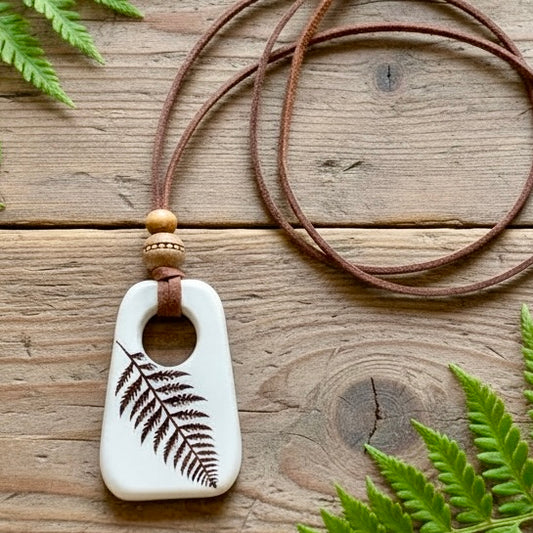 Fern Wood Pendant Necklace