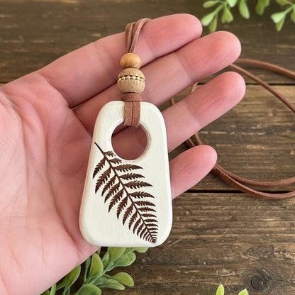 Fern Wood Pendant Necklace