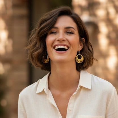 Sunflower Wood Dangle Earrings