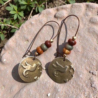 Rustic Bird Boho Earrings