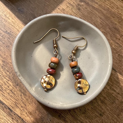 Picasso Jasper Drops with Hammered Gold Coin