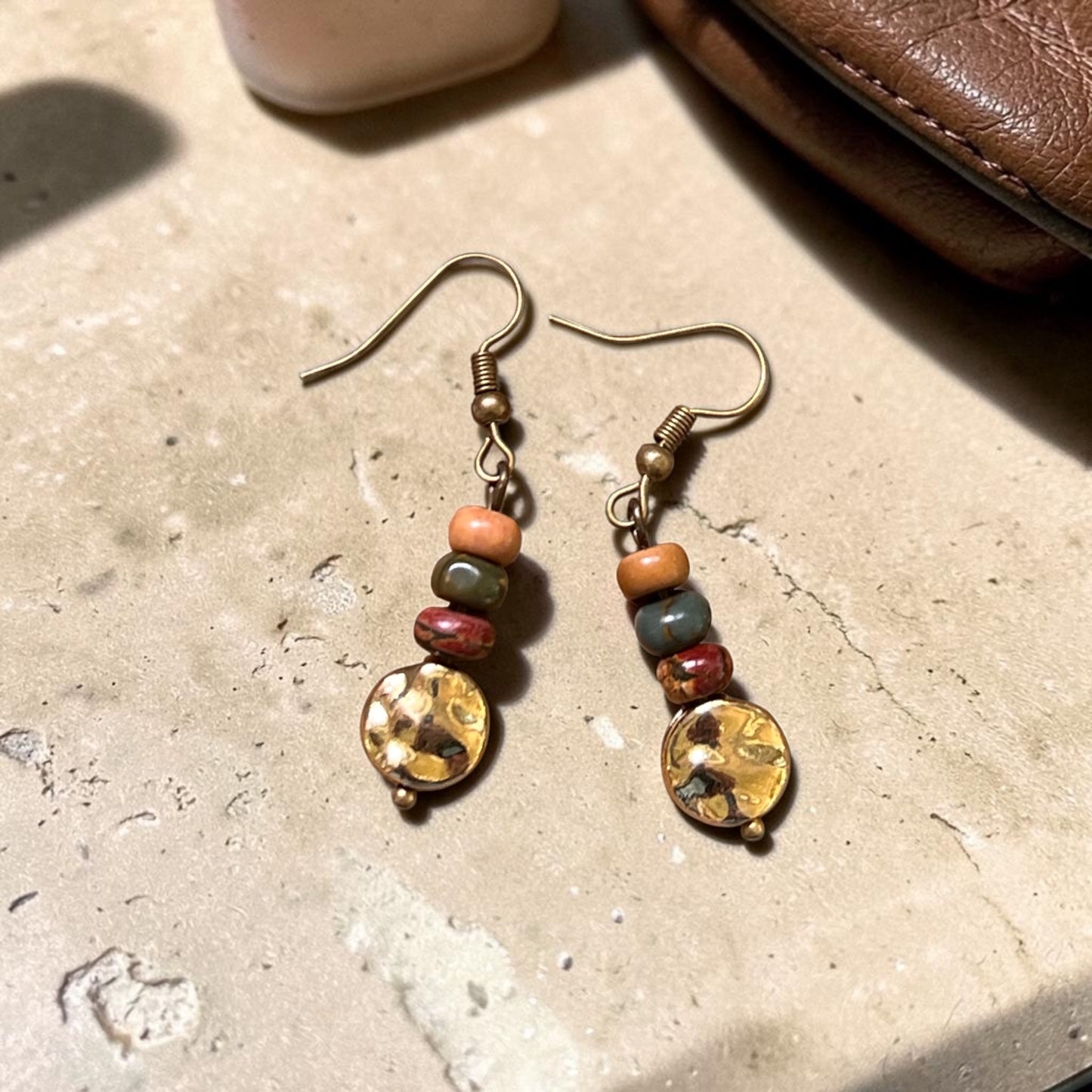 Picasso Jasper Drops with Hammered Gold Coin