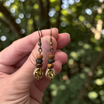 Picasso Jasper Drops with Hammered Gold Coin