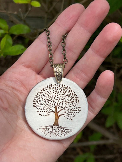 Tree of Life Wood Pendant Necklace