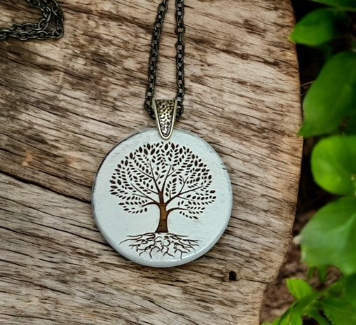Tree of Life Wood Pendant Necklace
